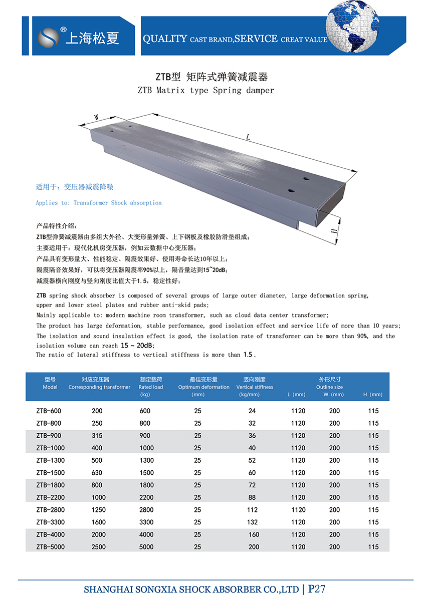 矩陣式<a href='http://www.24hon.com.cn' target='_blank'><u>彈簧減震器</u></a>-變壓器專用